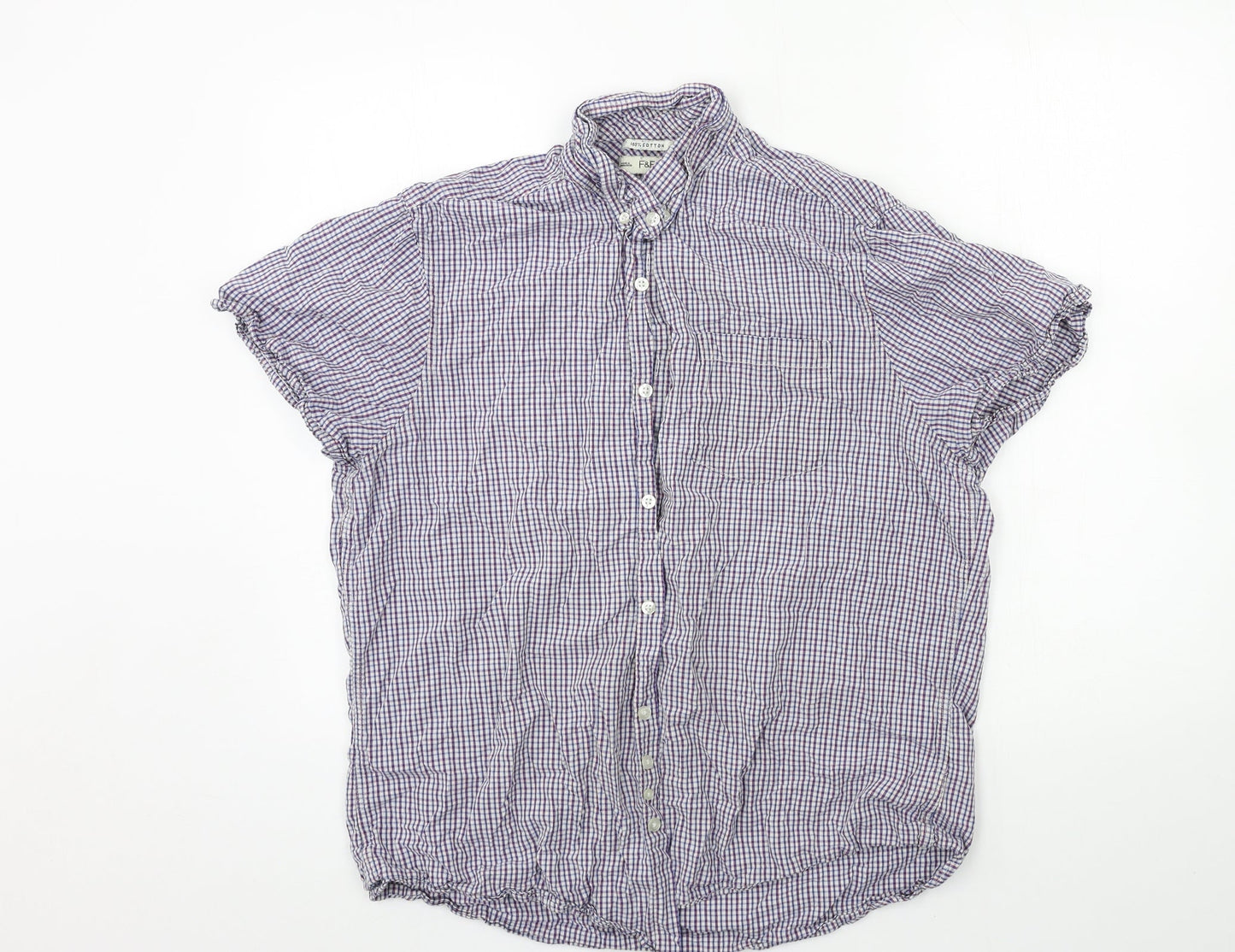 F&F Mens Blue Check   Button-Up Size XL