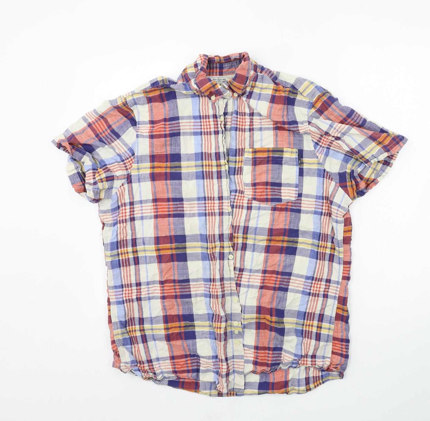 F&F Mens Multicoloured Plaid   Button-Up Size XL