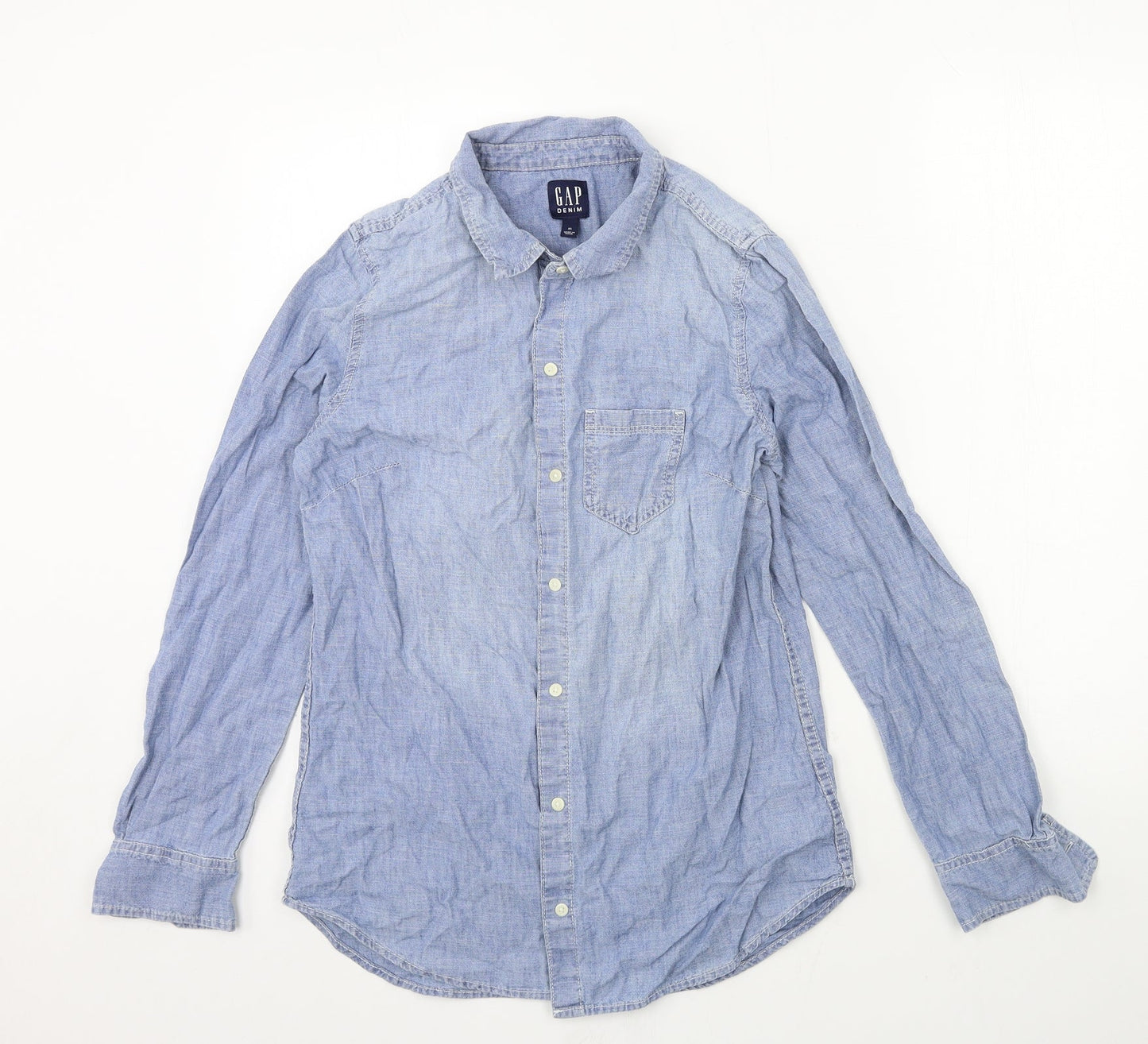 Mens UK Size XS Gap Blue  Button-Up Long Sleeve Casual Shirt