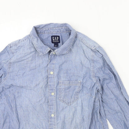 Mens UK Size XS Gap Blue  Button-Up Long Sleeve Casual Shirt