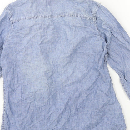 Mens UK Size XS Gap Blue  Button-Up Long Sleeve Casual Shirt