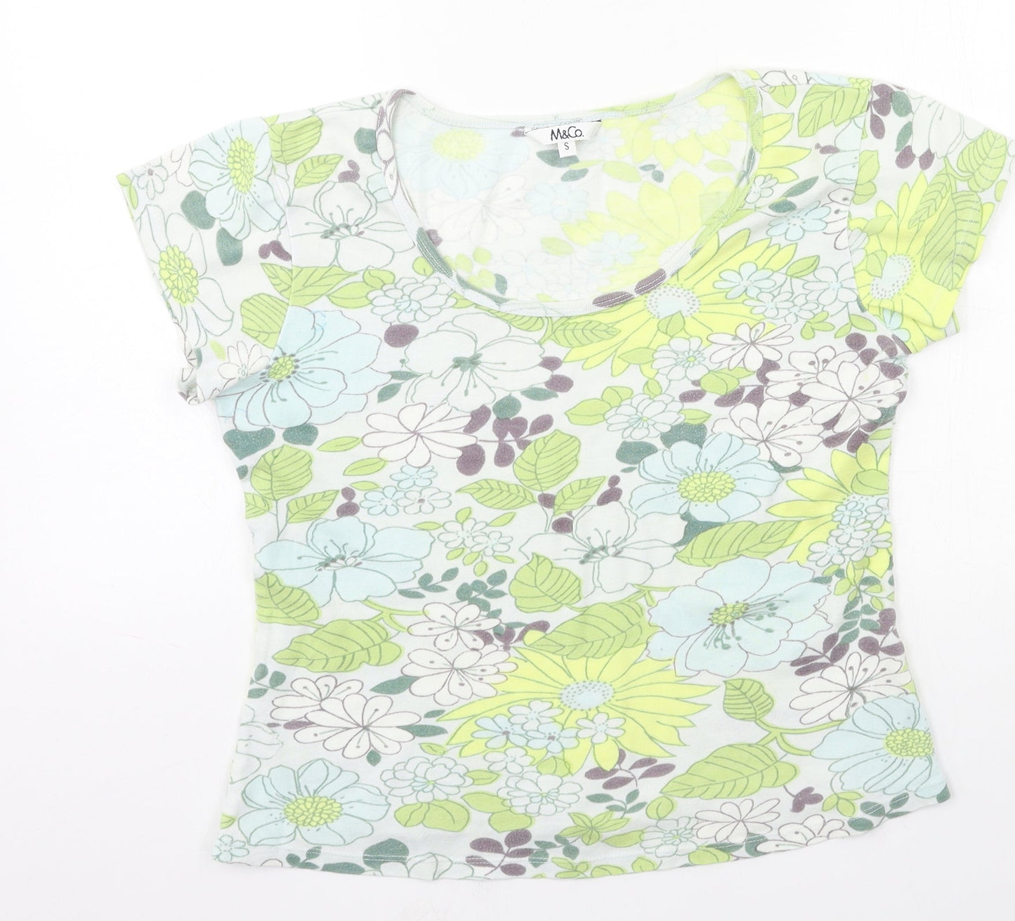Womens UK Size S M&Co Green Basic T-Shirt
