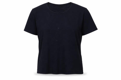 Front view of Goya women’s blue jersey basic t-shirt, size M