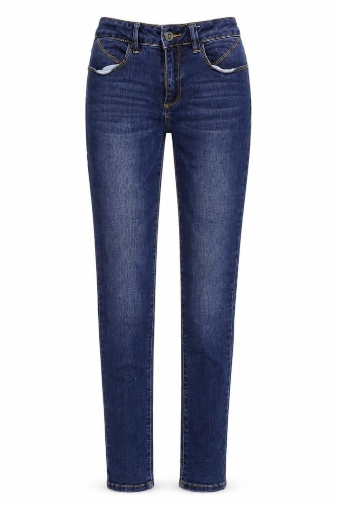 Front view of Ernest women’s blue denim straight jeans, size UK 26, in, 29-inch leg