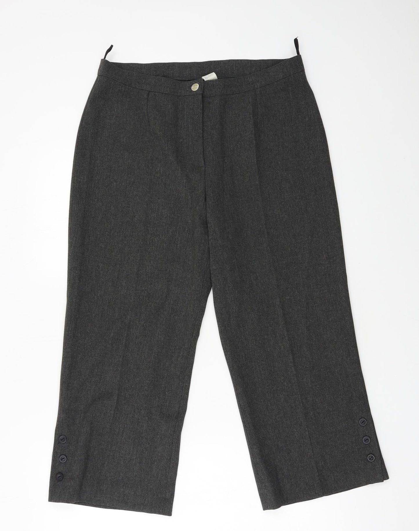 Zet Ka Moda Womens Grey   Cropped Trousers Size 14 L22 in
