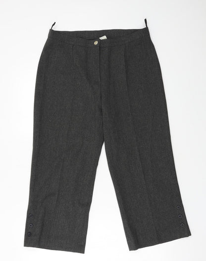 Zet Ka Moda Womens Grey   Cropped Trousers Size 14 L22 in