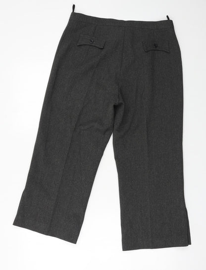 Zet Ka Moda Womens Grey   Cropped Trousers Size 14 L22 in