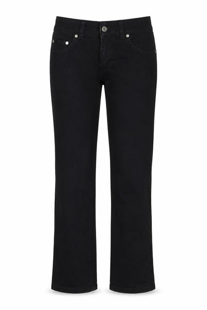 Front view of VILA women’s black denim straight jeans, size UK 29, in, 33-inch leg