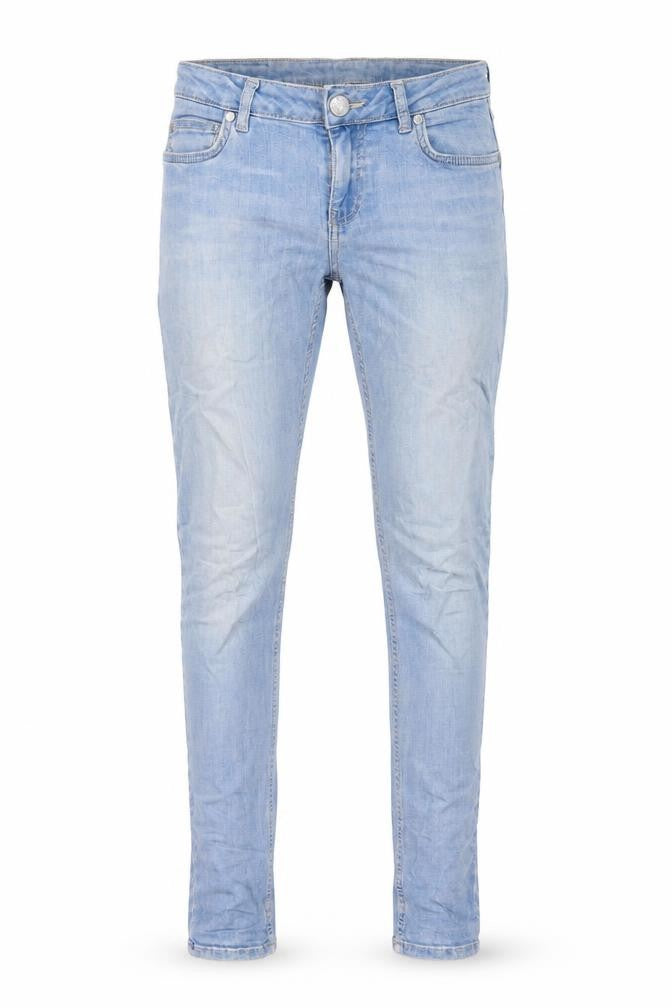 Front view of Younique women’s blue denim skinny jeans, size UK 28, in, 30-inch leg