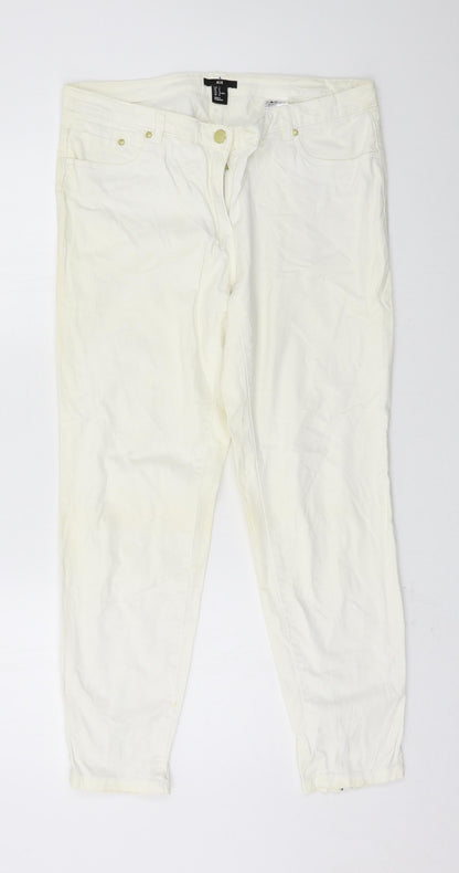 Womens UK Size 14 H&M Regular Fit Skinny Ivory Jeans