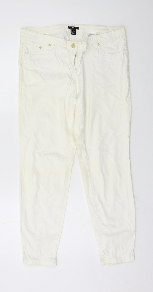 Womens UK Size 14 H&M Regular Fit Skinny Ivory Jeans