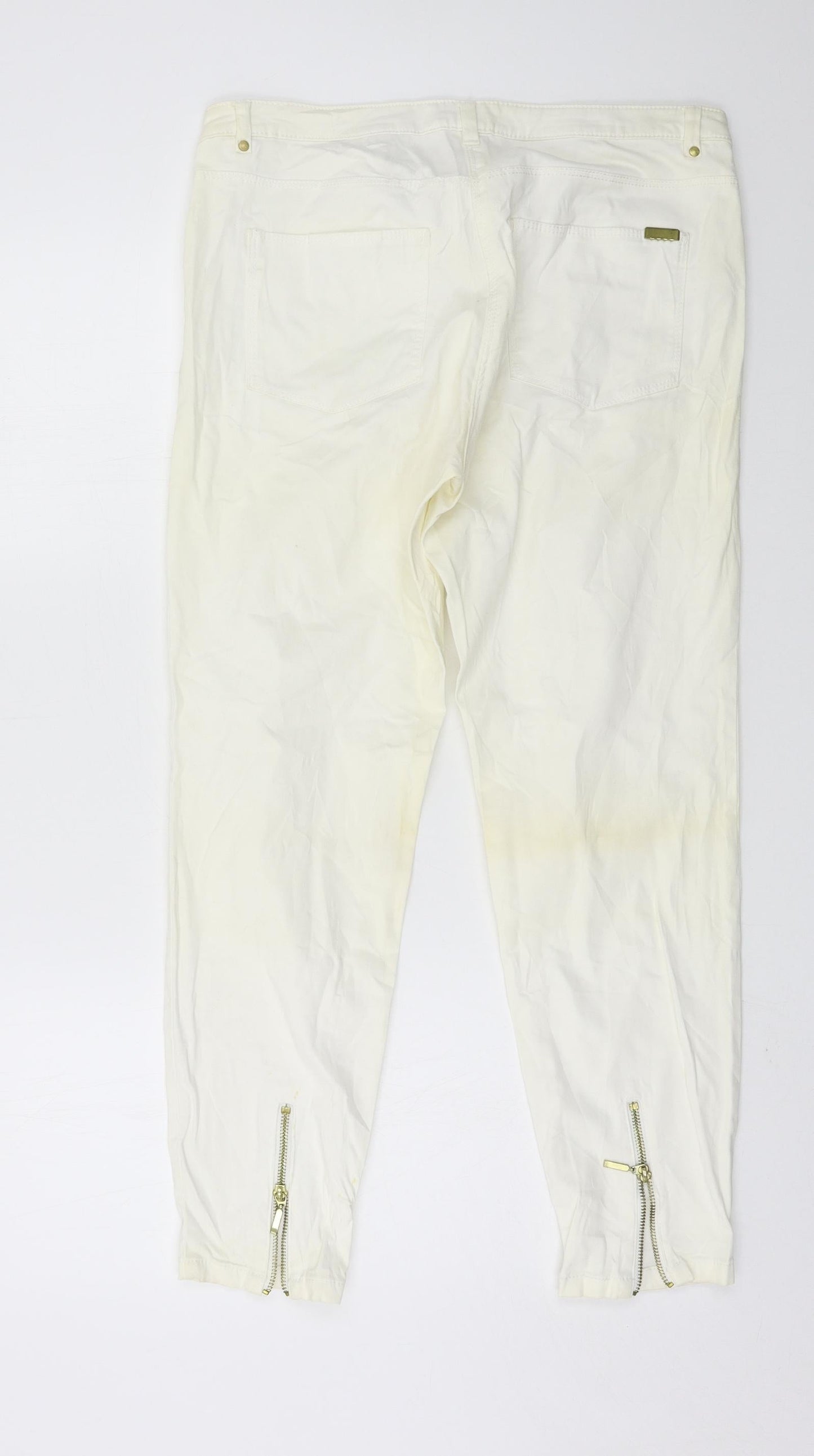 Womens UK Size 14 H&M Regular Fit Skinny Ivory Jeans