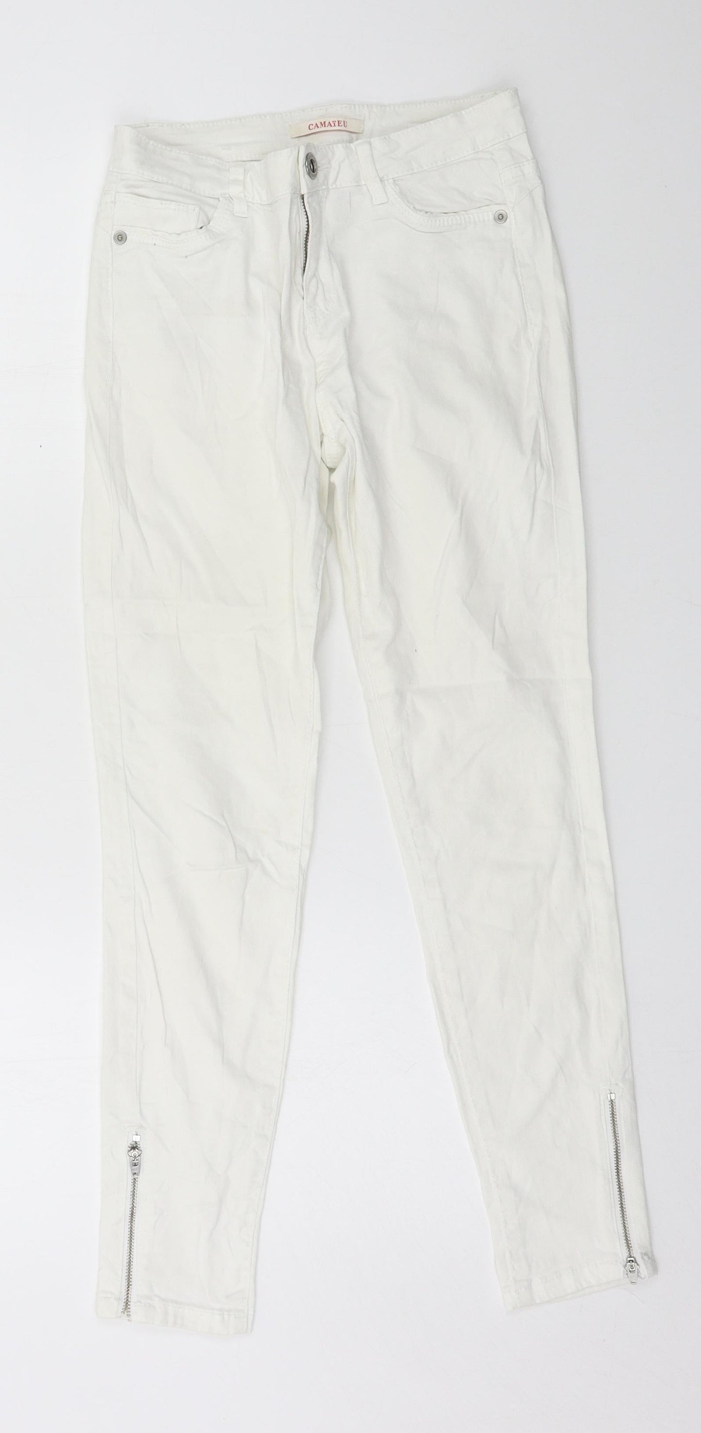 Womens UK Size 28 in Camaïeu Regular Fit Skinny White Jeans