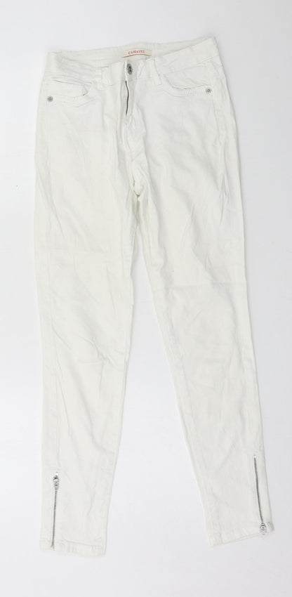 Womens UK Size 28 in Camaïeu Regular Fit Skinny White Jeans