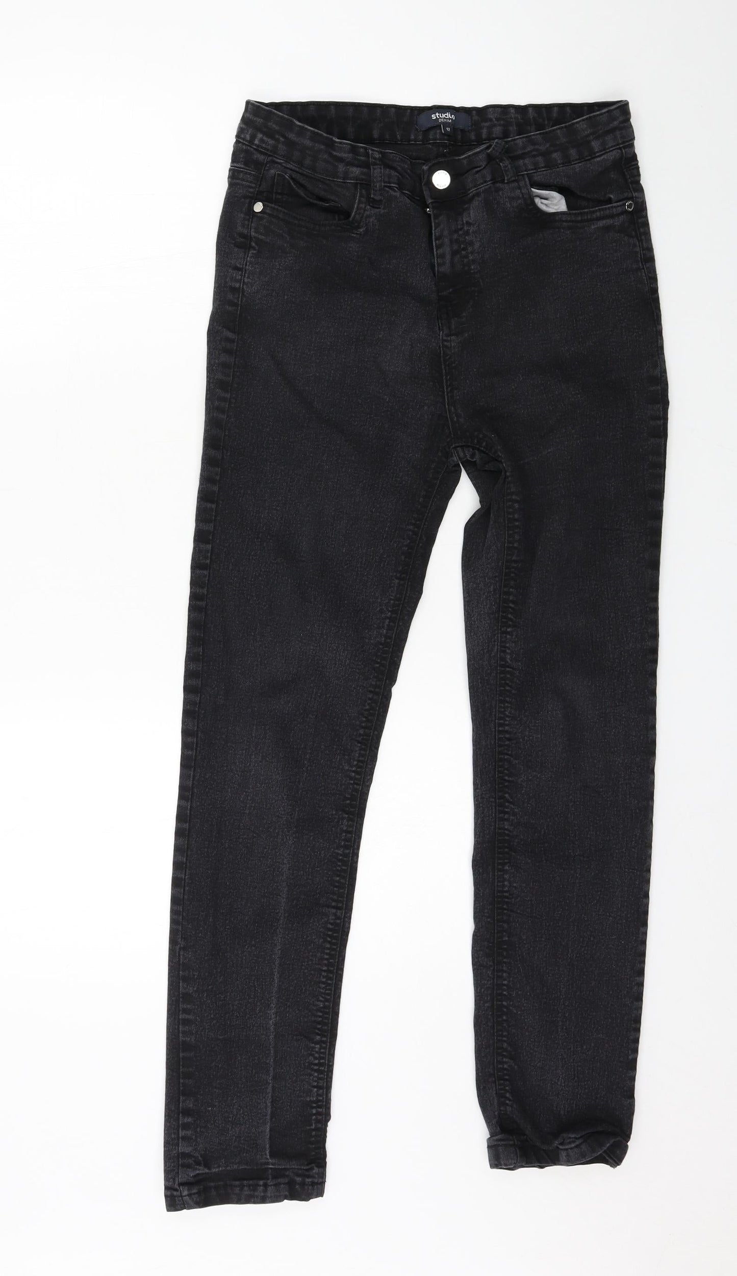Womens UK Size 12 Studio Regular Fit Straight Grey Jeans