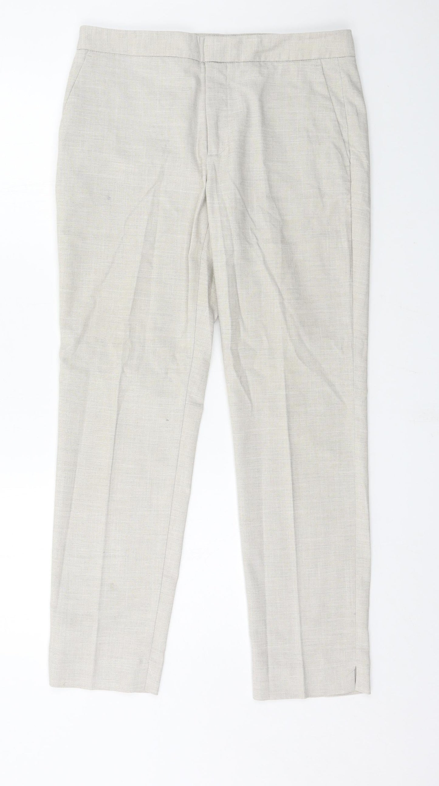 Womens UK Size 8 Zara Regular Fit  Ivory Trousers