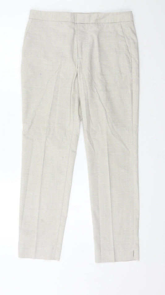 Womens UK Size 8 Zara Regular Fit  Ivory Trousers