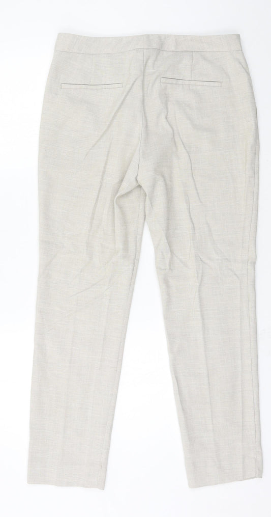 Womens UK Size 8 Zara Regular Fit  Ivory Trousers