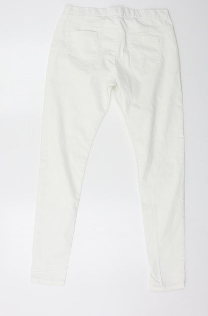 Denim & Co. Womens White  Denim Skinny Jeans Size 10 L28 in