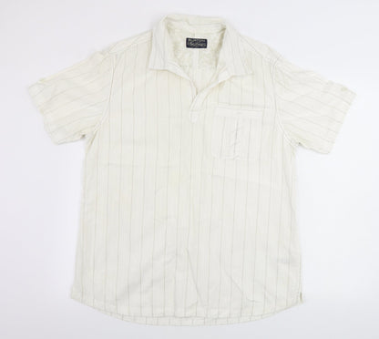 Burton Mens Ivory Striped   Polo Size L