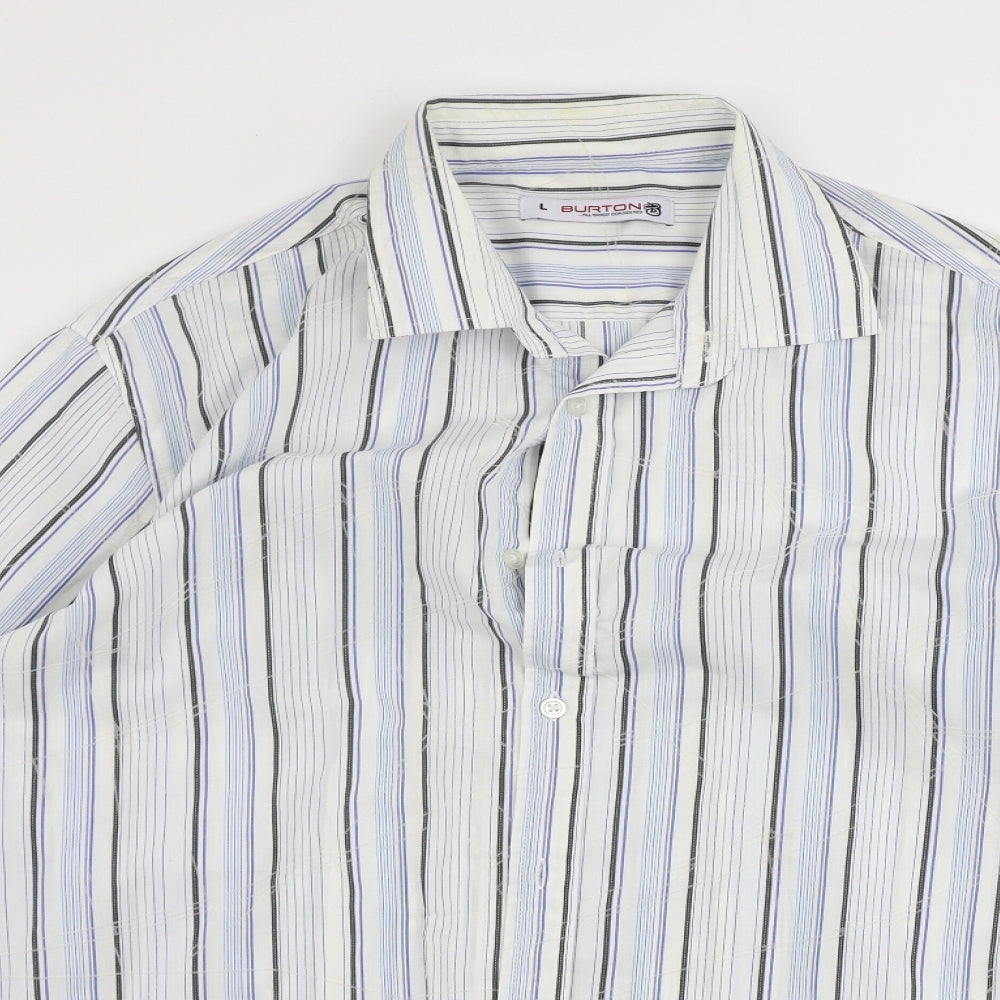 Mens UK Size L Burton White  Button-Up Long Sleeve Casual Shirt
