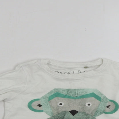Close-up detail of Next boys’ white jumper, size 2-3, years