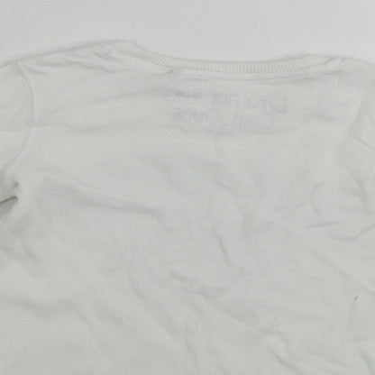 Brand and care label for Next boys’ white jumper, size 2-3, years