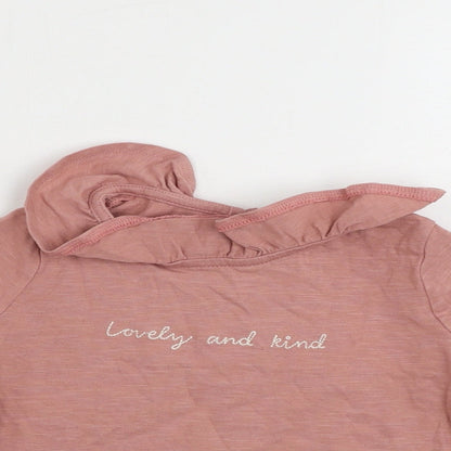 Close-up detail of Tu girls’ pink basic t-shirt, size 2-3, years