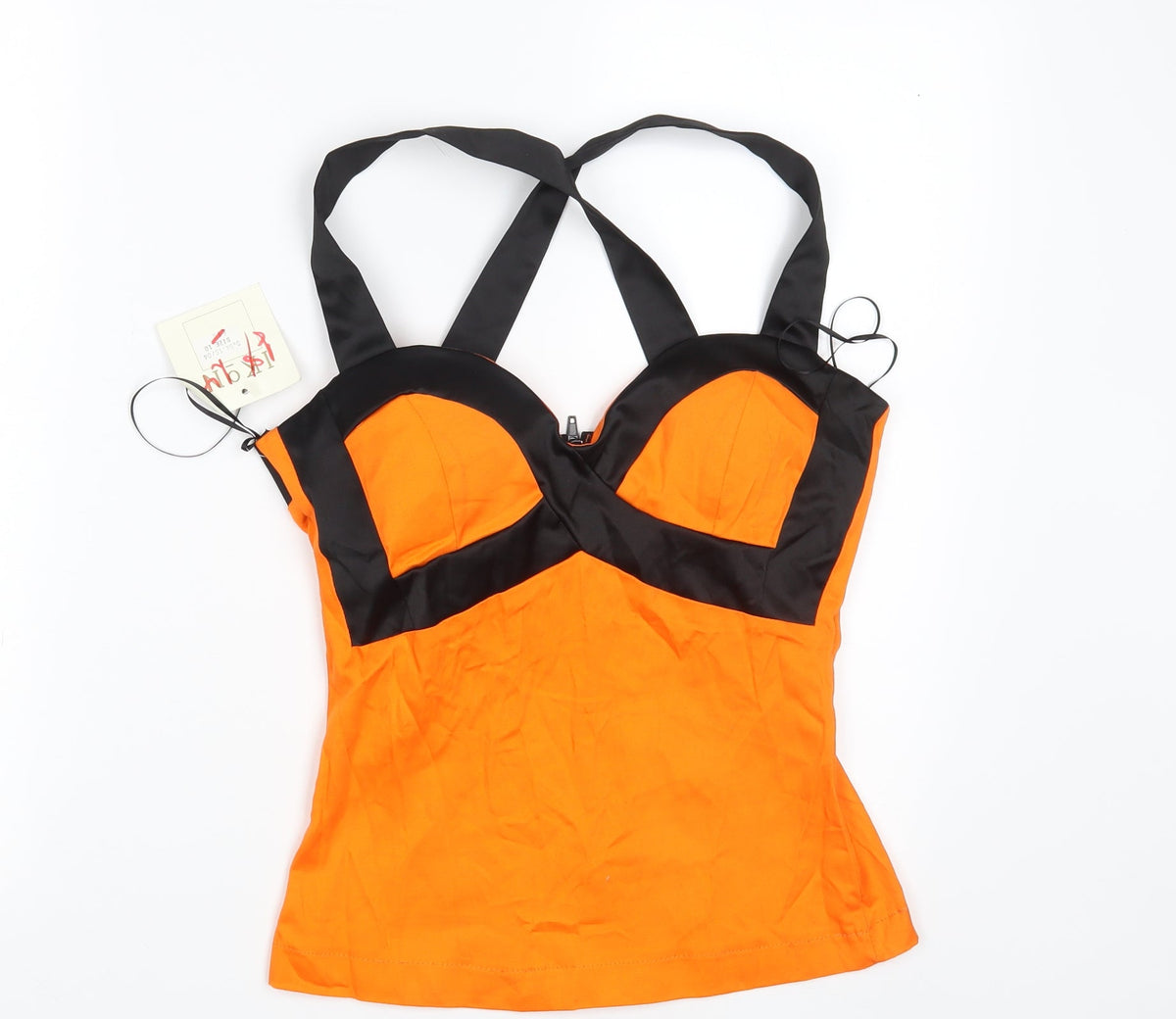 Additional front view of Ikon women’s orange cropped tank, size UK 10