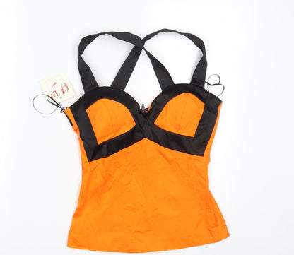 Additional front view of Ikon women’s orange cropped tank, size UK 10