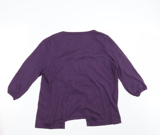 Klass Womens Purple Floral  Pullover Jumper Size L