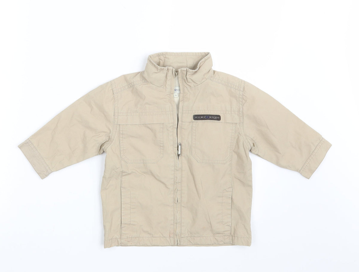 Additional front view of Chevognon boys’ beige jacket, size 12, months