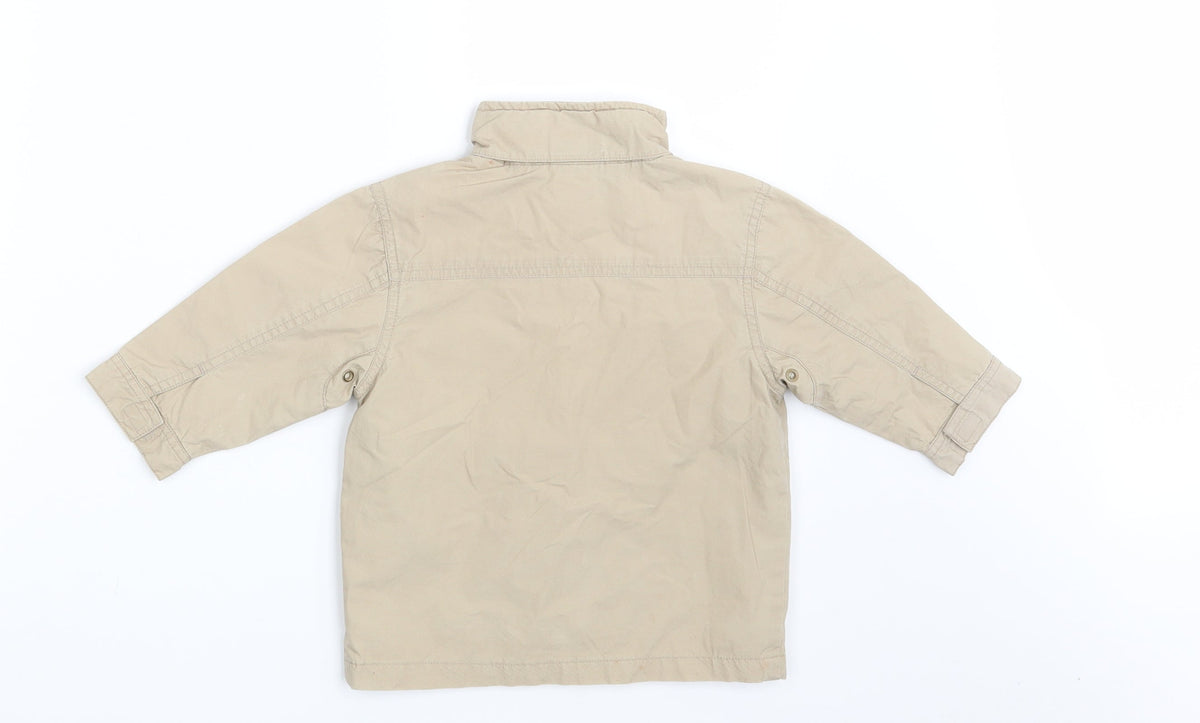 Back view of Chevognon boys’ beige jacket, size 12, months
