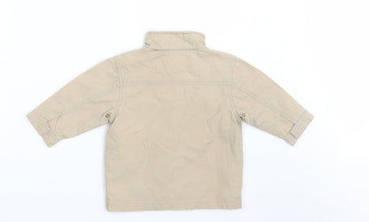 Back view of Chevognon boys’ beige jacket, size 12, months