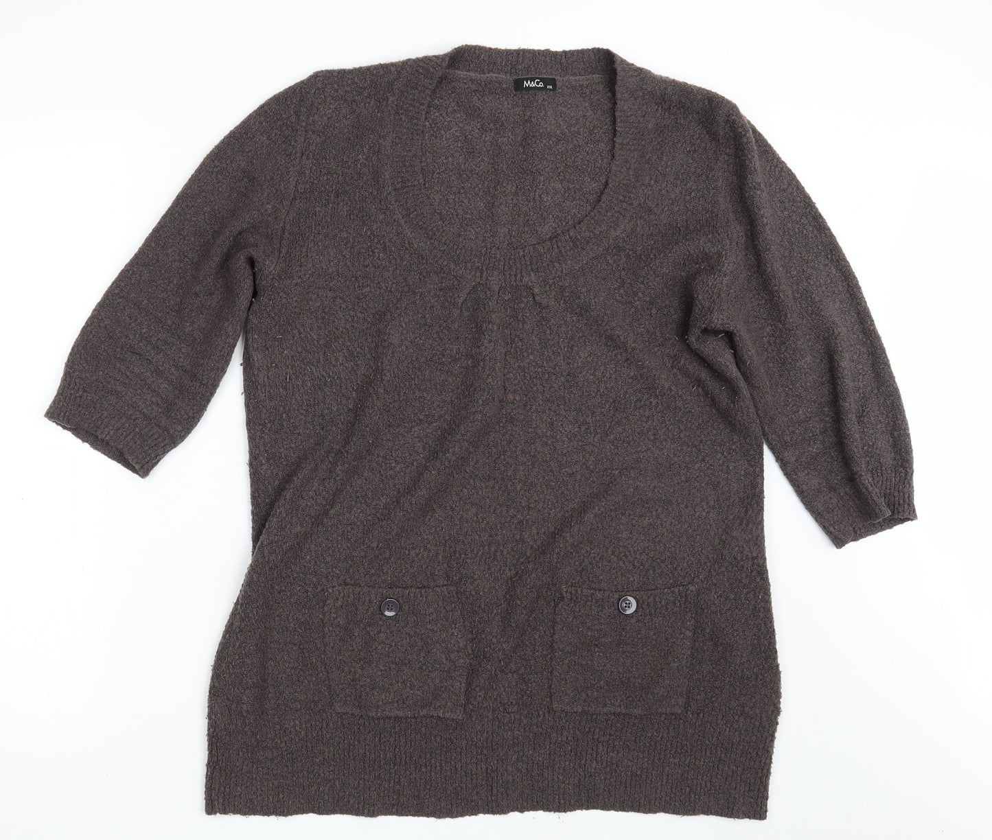 M & Co. Womens Brown  Knit Pullover Jumper Size 2XL