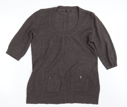 M & Co. Womens Brown  Knit Pullover Jumper Size 2XL