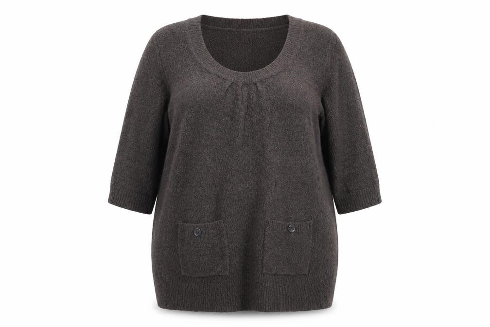 Front view of M&Co women’s brown knit jumper, size 2XL