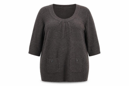 Front view of M&Co women’s brown knit jumper, size 2XL