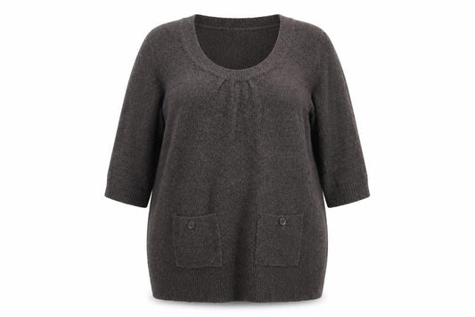 Front view of M&Co women’s brown knit jumper, size 2XL