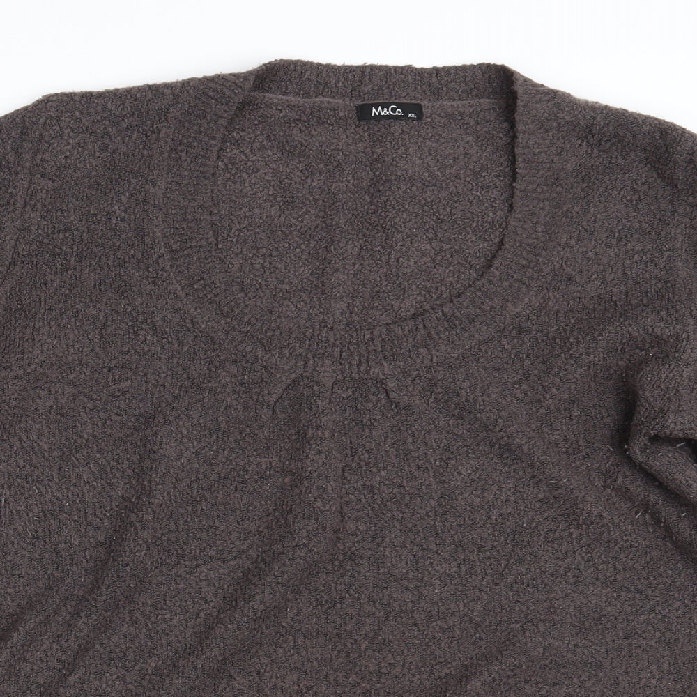 M & Co. Womens Brown  Knit Pullover Jumper Size 2XL