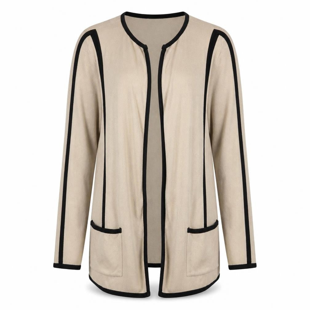 Front view of Dana Buchman women’s beige rayon wrap jumper, size L