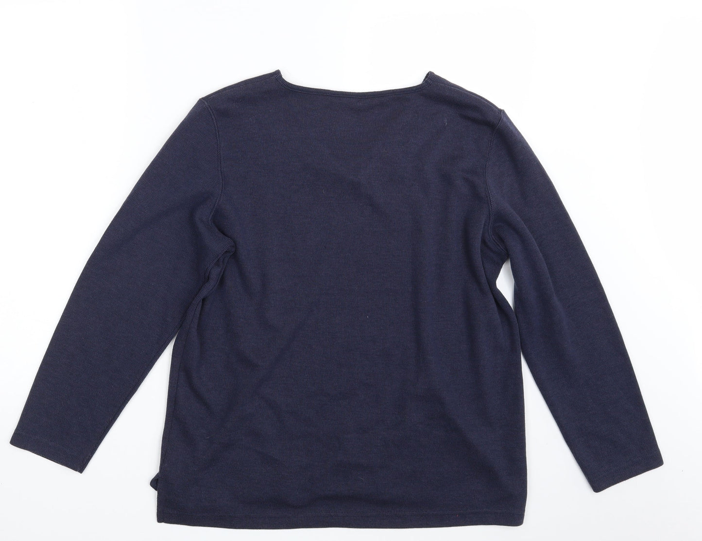 BM Casual Womens Blue Floral Knit Pullover Sweatshirt Size M
