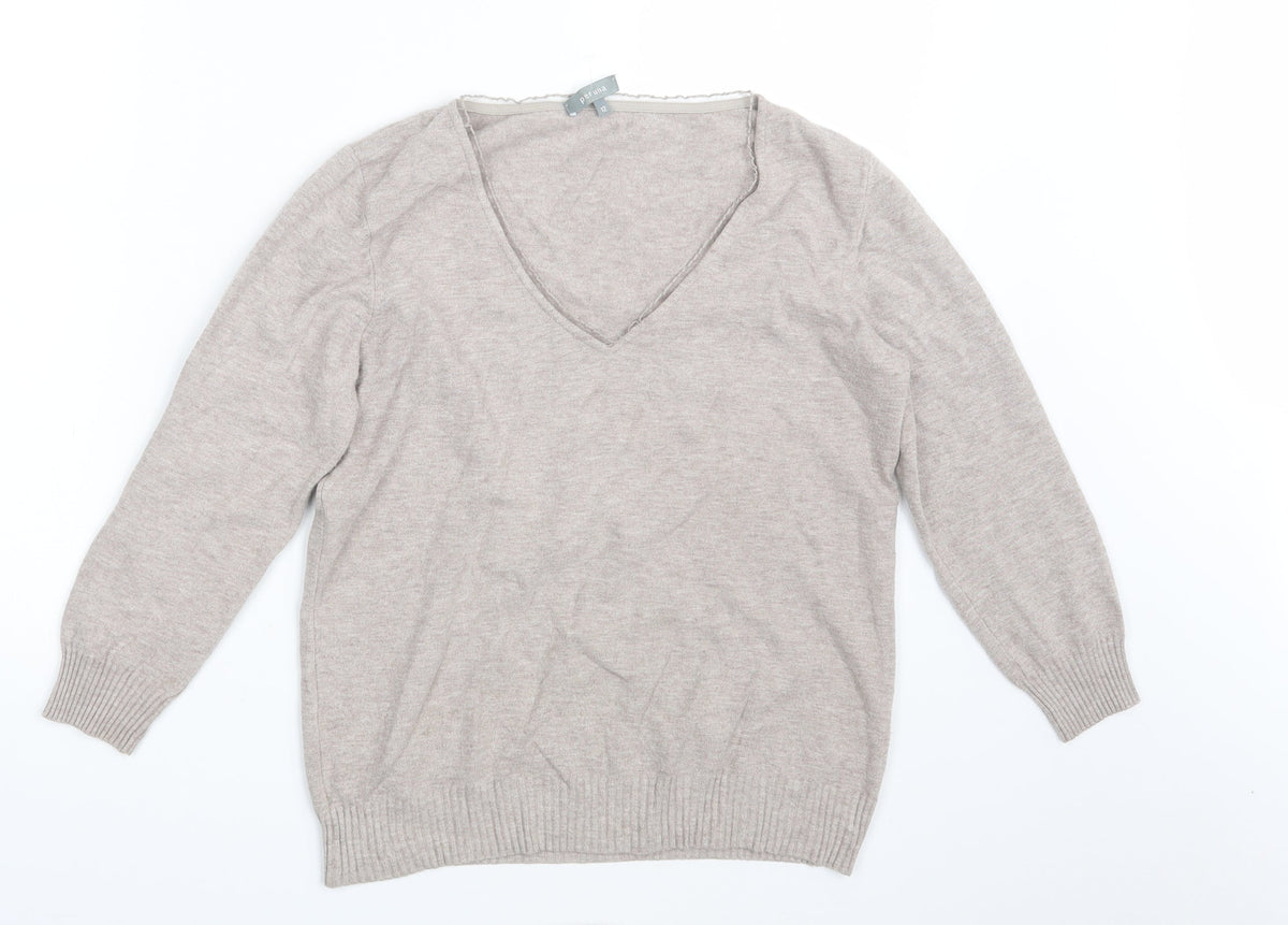 Additional front view of Per Una women’s purple knit pullover sweatshirt, size UK 12