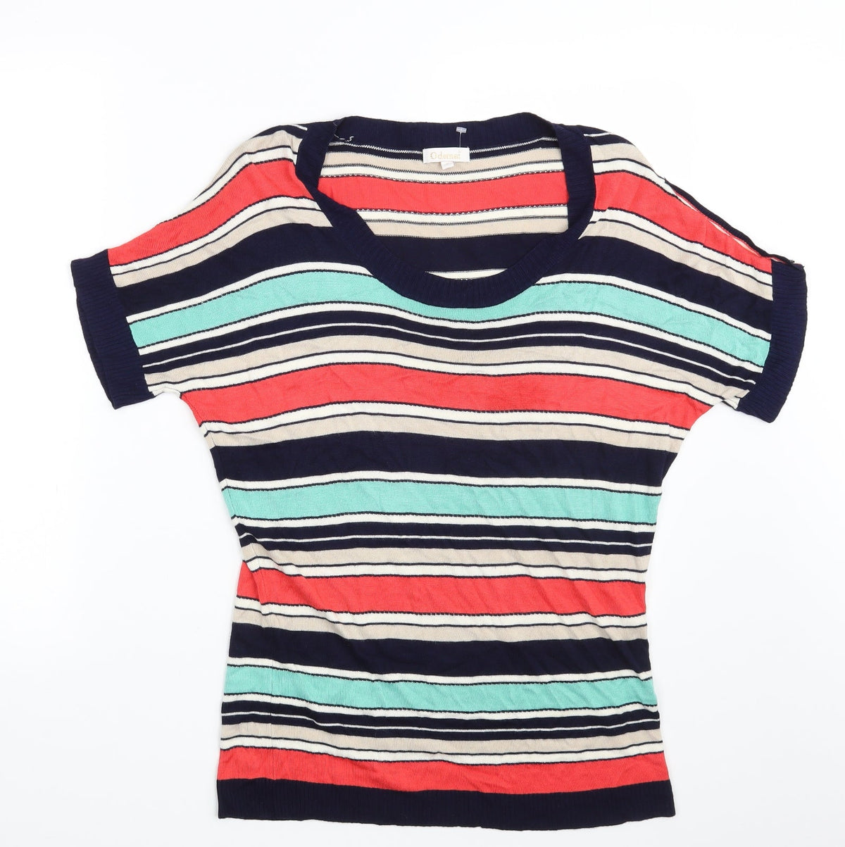 Front view of Odemai women’s multicoloured striped rayon pullover sweatshirt one size - size us 2