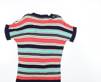 Back view of Odemai women’s multicoloured striped rayon pullover sweatshirt one size - size us 2