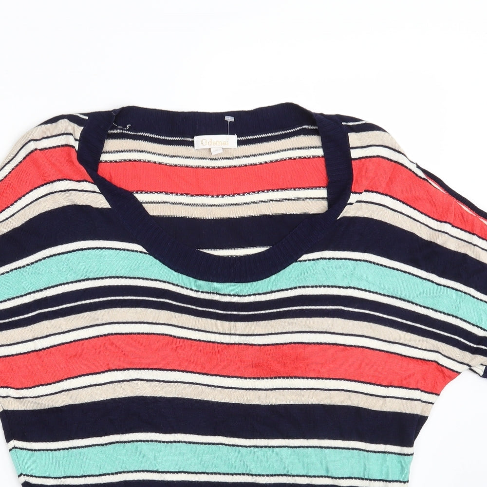 Close-up detail of Odemai women’s multicoloured striped rayon pullover sweatshirt one size - size us 2