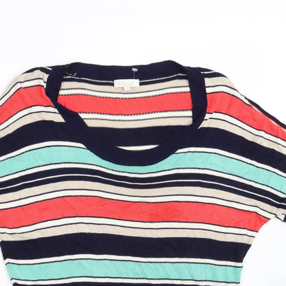 Close-up detail of Odemai women’s multicoloured striped rayon pullover sweatshirt one size - size us 2