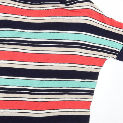 Brand and care label for Odemai women’s multicoloured striped rayon pullover sweatshirt one size - size us 2