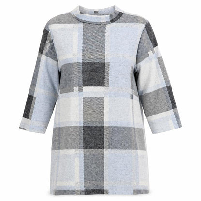 Front view of M&Co women’s multicoloured geometric pullover sweatshirt, size UK 16