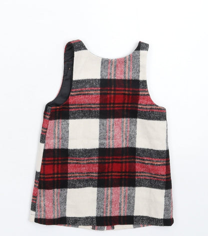 F&F Girls Multicoloured Check  Pinafore/Dungaree Dress  Size 12-18 Months